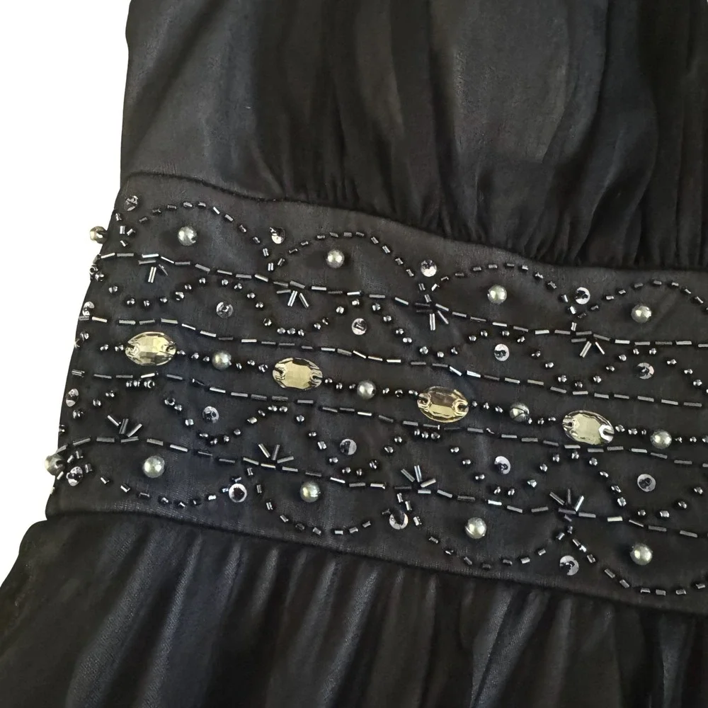 La Nouvelle Renaissance Black dress Beaded Waist Keyhole Size 12 HOCO Semi Fairy